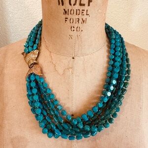 Vintage Acrylic Turquoise Beaded Necklace